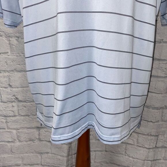 Adidas men XXL clima cool stripe 3 button polo shirt light blue/black - Picture 9 of 12